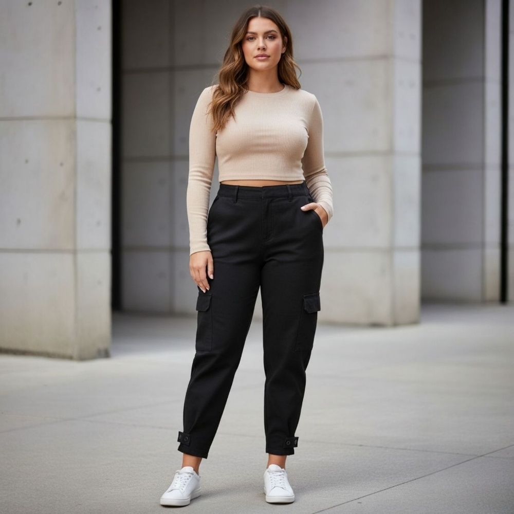 Women’s Black Cargo Ankle Pants